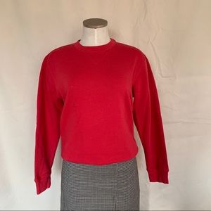 Vintage Red Cotton Blend Long Sleeve Sweater